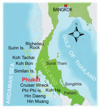 Андаманское море, Таиланд. Карта и описание дайв-сайтов | AggressorFleet.ru